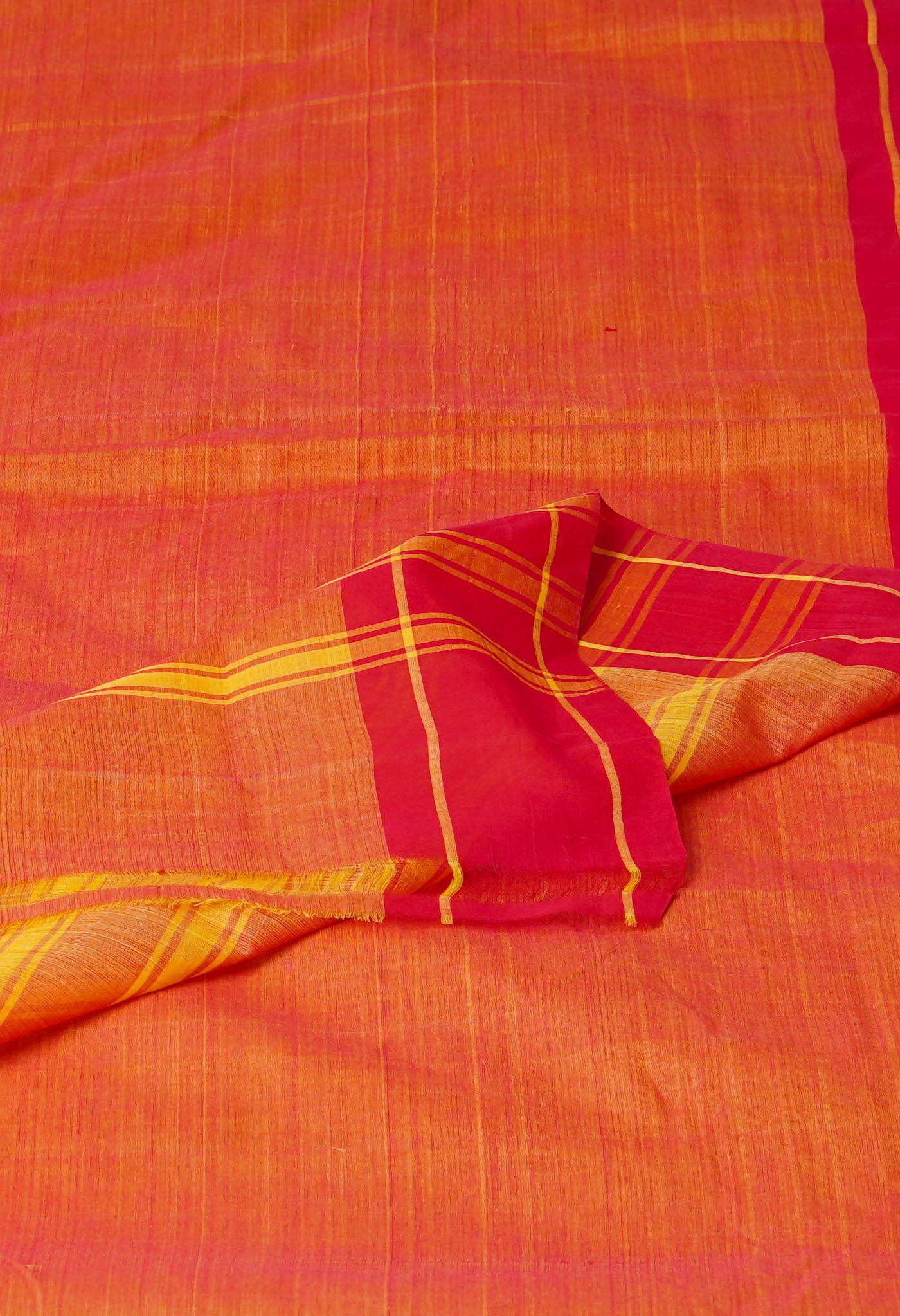 Yellow-Red Pure Andhra Handloom Cotton Saree