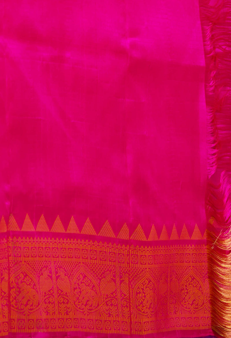 Dark Blue-Pink Pure Handloom Kanjivaram Silk Saree-UNM74252