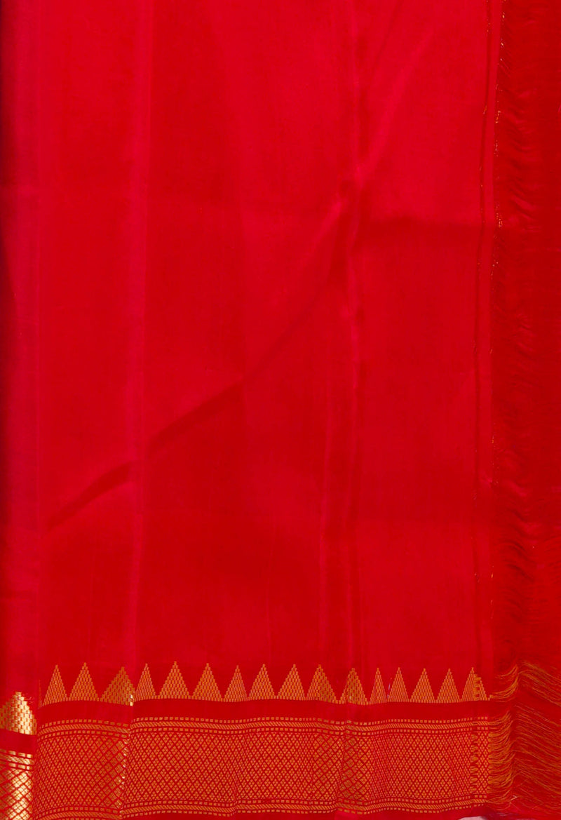 Red-Green Pure Handloom Kanjivaram Silk Saree-UNM74261