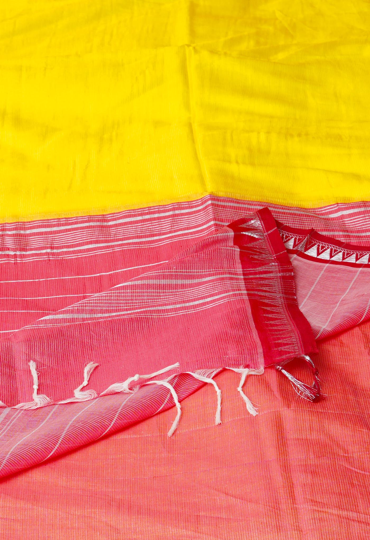 Yellow Pure Handloom Narayanpet Silk Saree-UNM74289