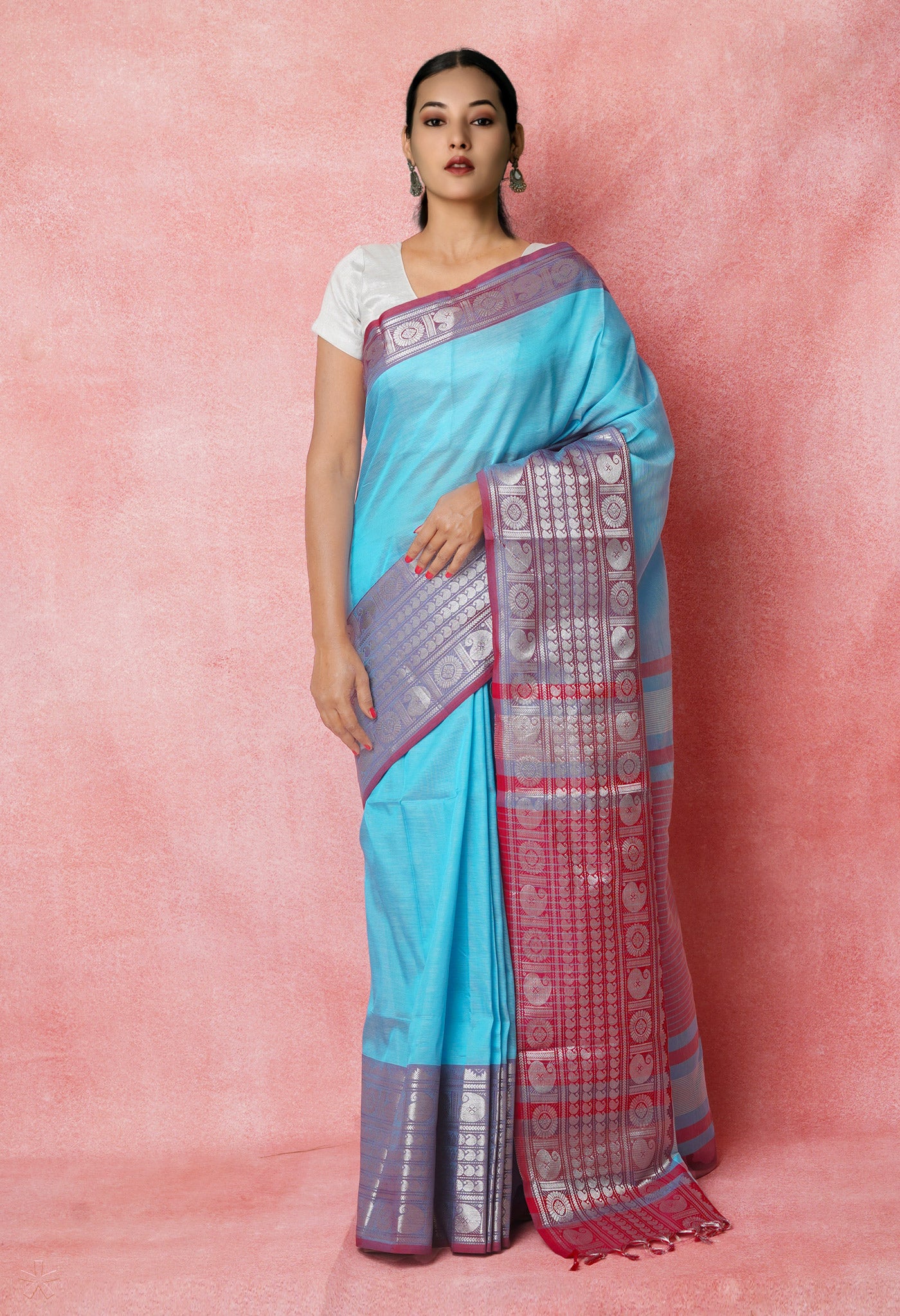 Blue Pure Handloom Narayanpet Silk Saree