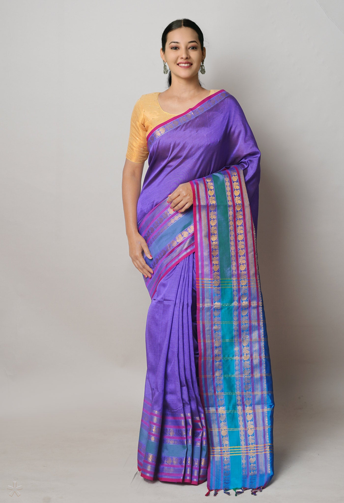 Violet Pure Handloom Narayanpet Silk Saree