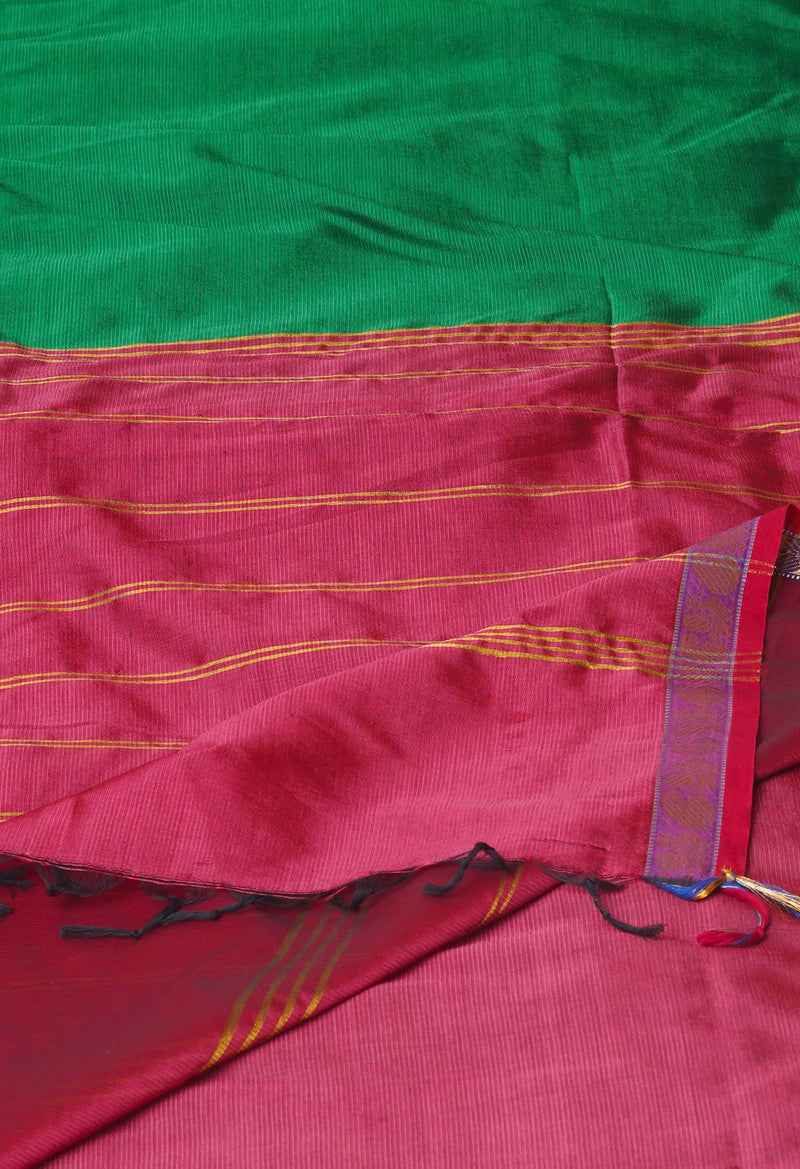 Green Pure Handloom Narayanpet Silk Saree-UNM74317