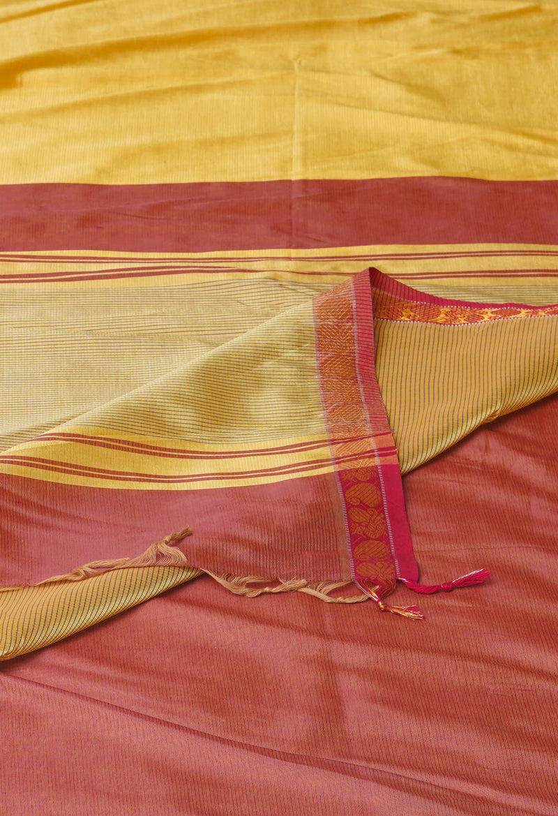 Golden Yellow Pure Handloom Narayanpet Silk Saree-UNM74319