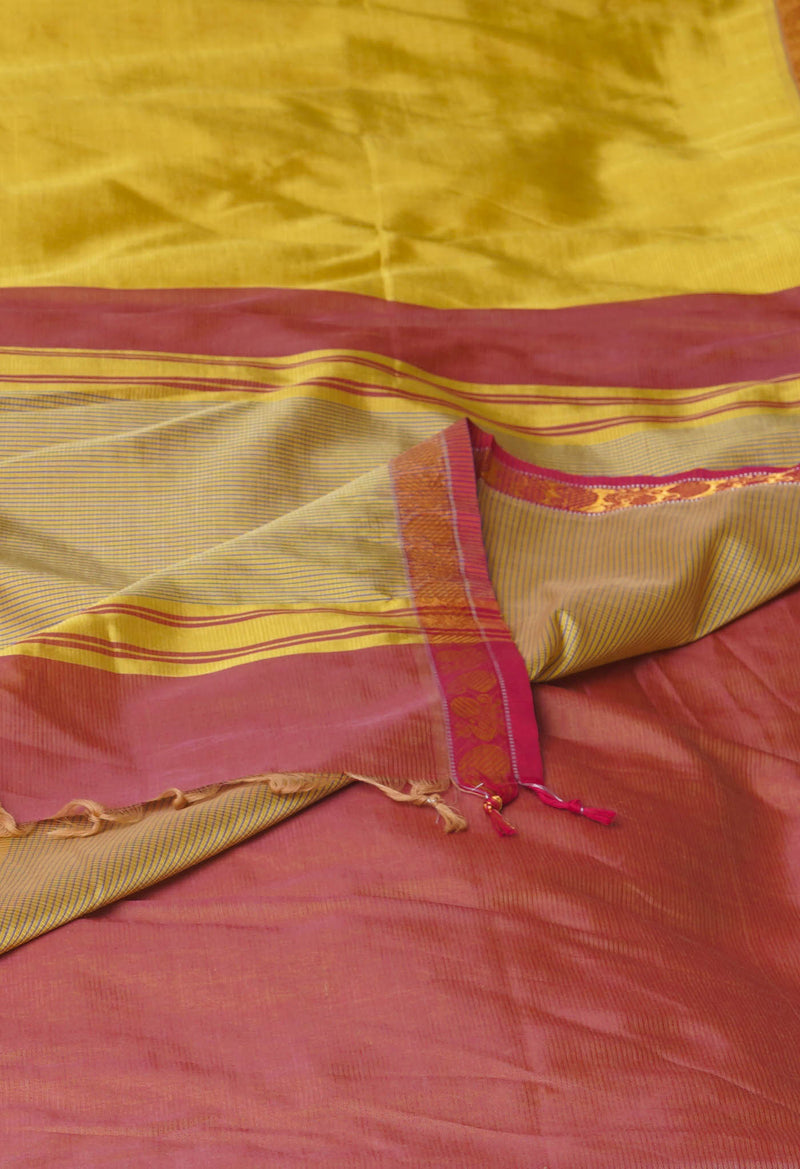 Golden Yellow Pure Handloom Narayanpet Silk Saree-UNM74322