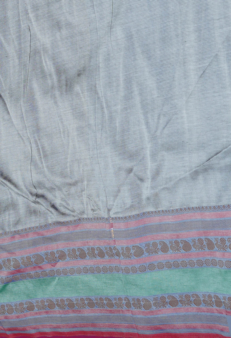 Dark Blue Pure Handloom Narayanpet Silk Saree-UNM74324