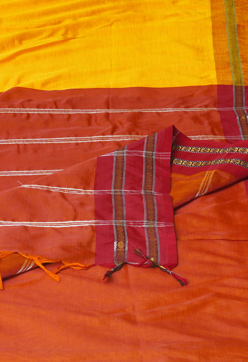 Turmeric Yellow Pure Handloom Chettinad Silk Saree-UNM74352