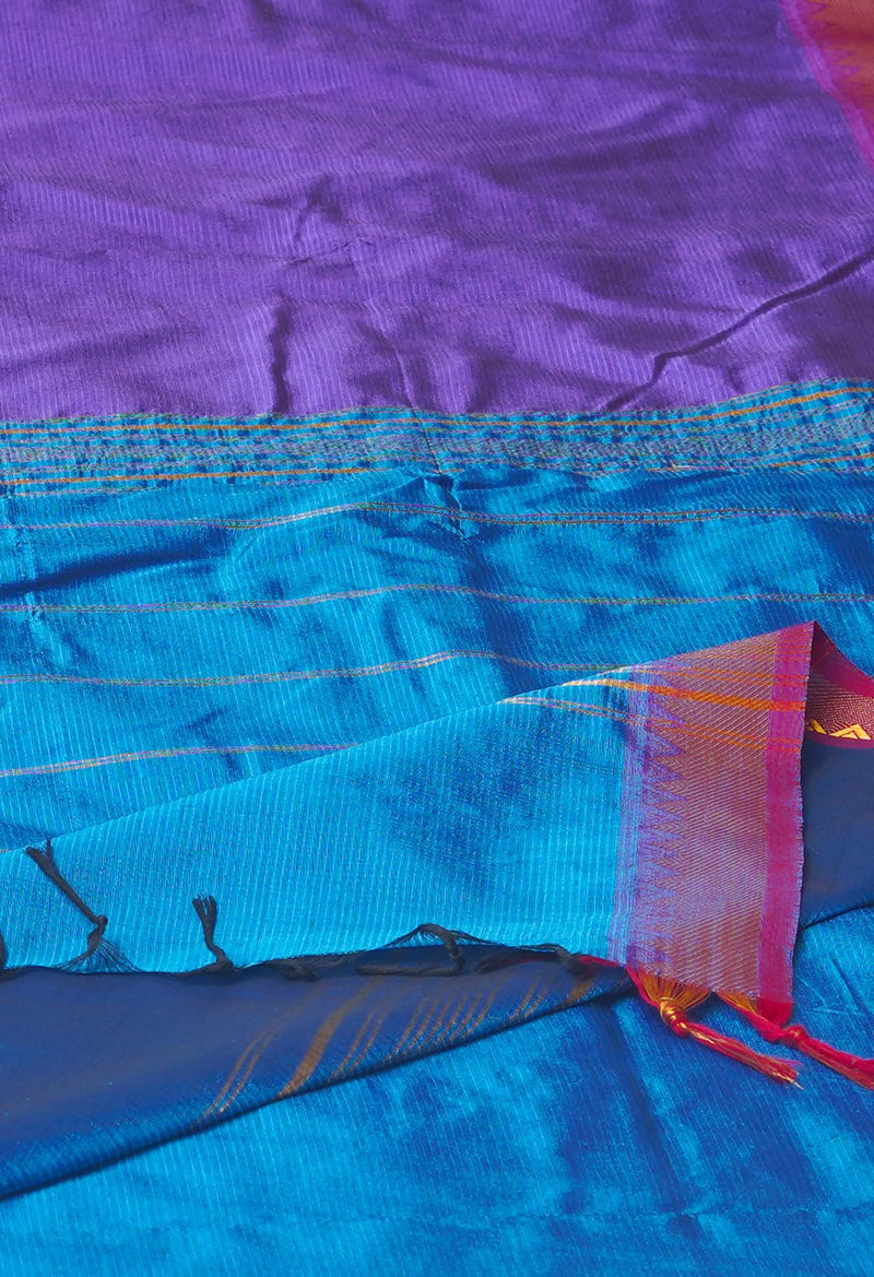 Violet Pure Handloom Narayanpet Silk Saree-UNM74357