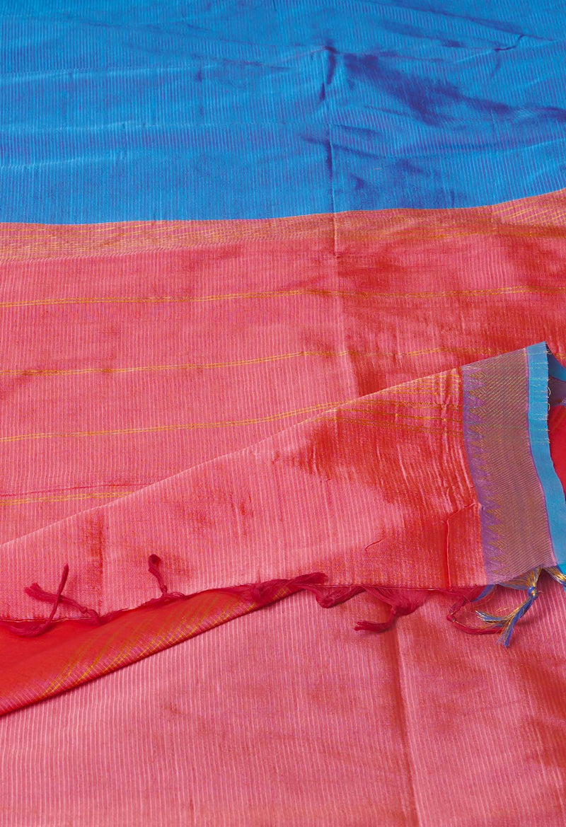 Dark Blue Pure Handloom Narayanpet Silk Saree-UNM74358