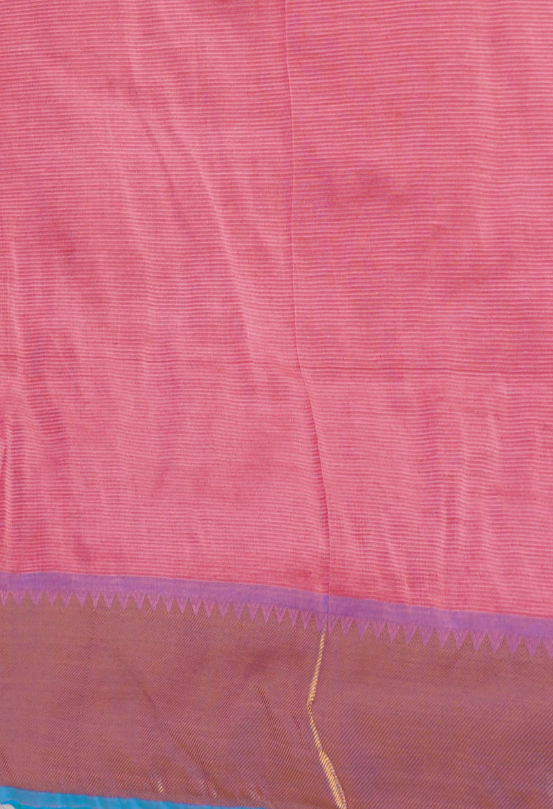 Dark Blue Pure Handloom Narayanpet Silk Saree-UNM74358