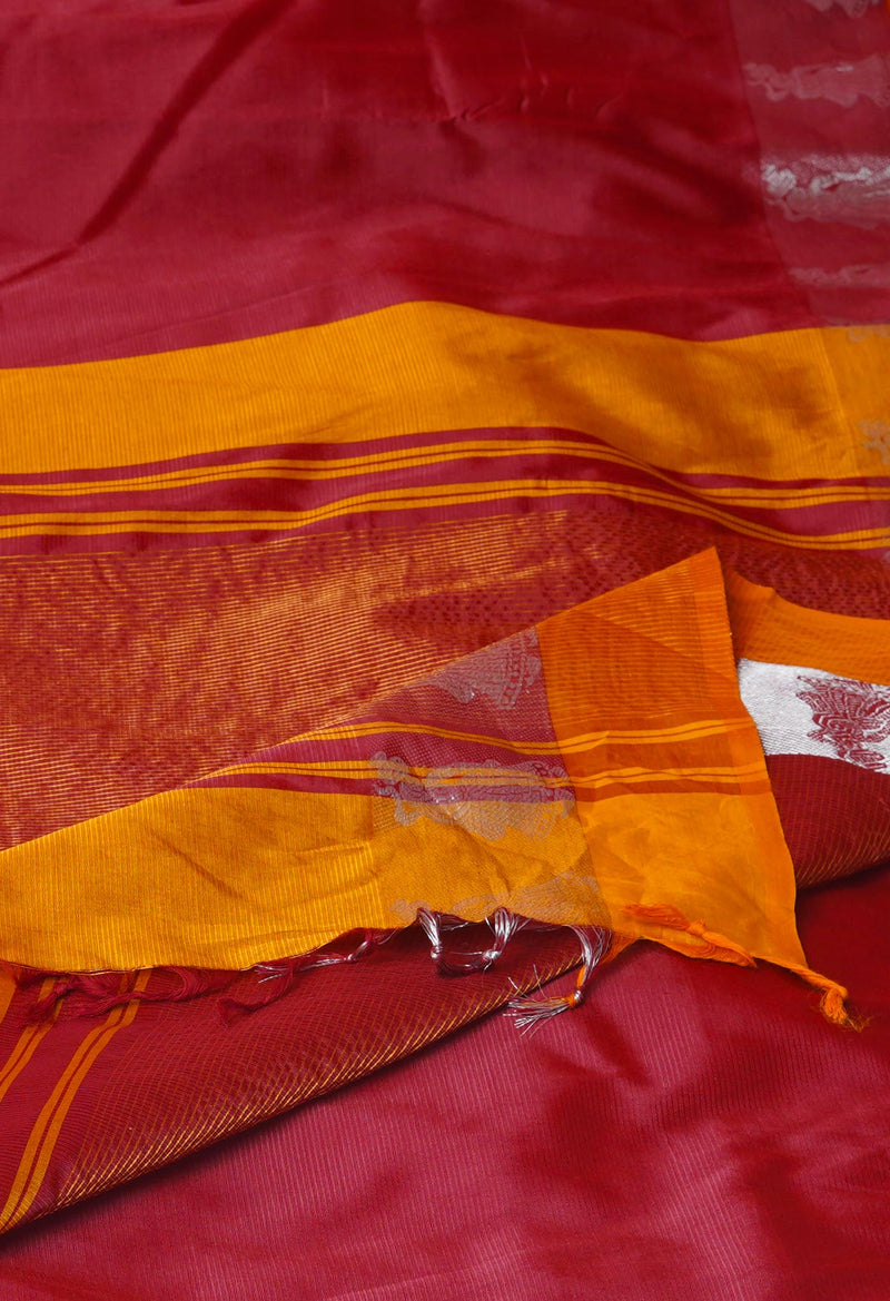Maroon Pure Handloom Chettinad Silk Saree-UNM74367