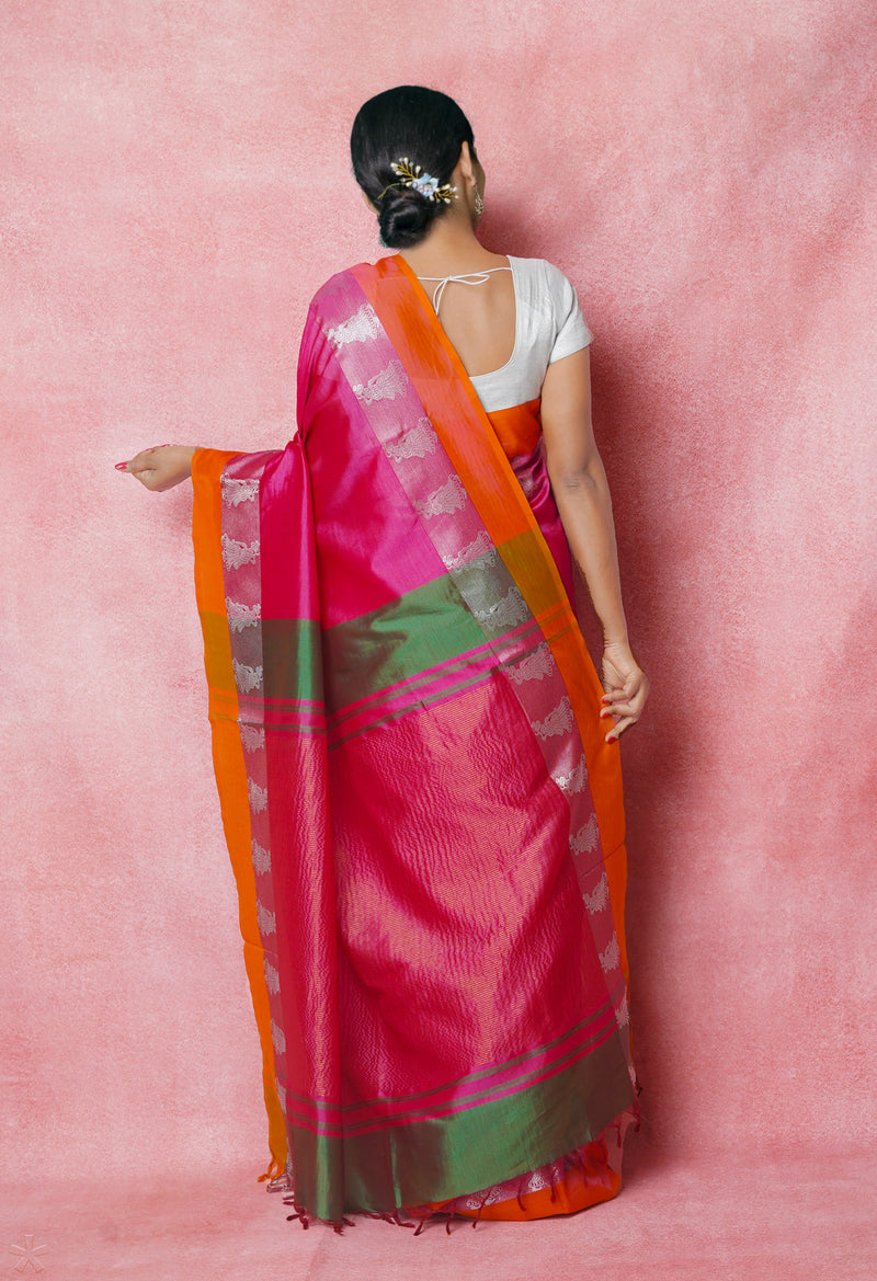 Pink Pure Handloom Chettinad Silk Saree-UNM74368