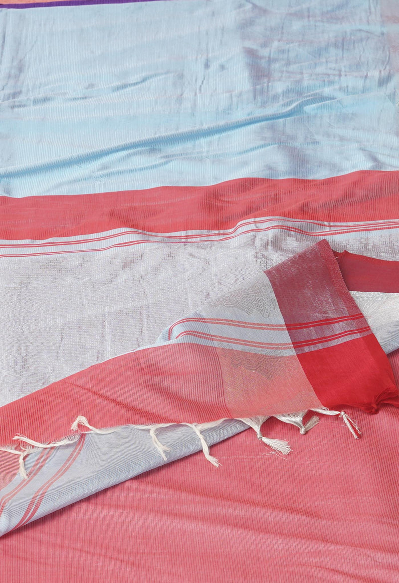 Light Blue Pure Handloom Chettinad Silk Saree-UNM74369