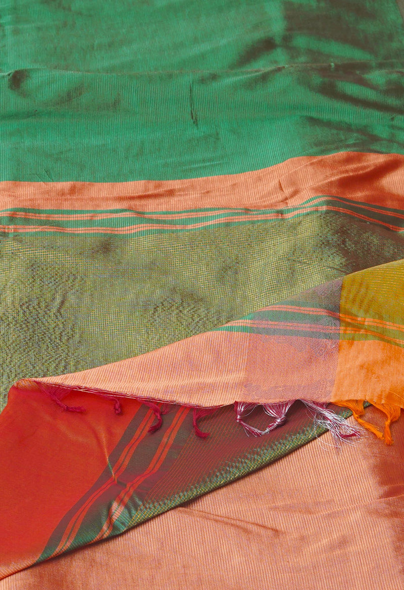 Green Pure Handloom Chettinad Silk Saree-UNM74370