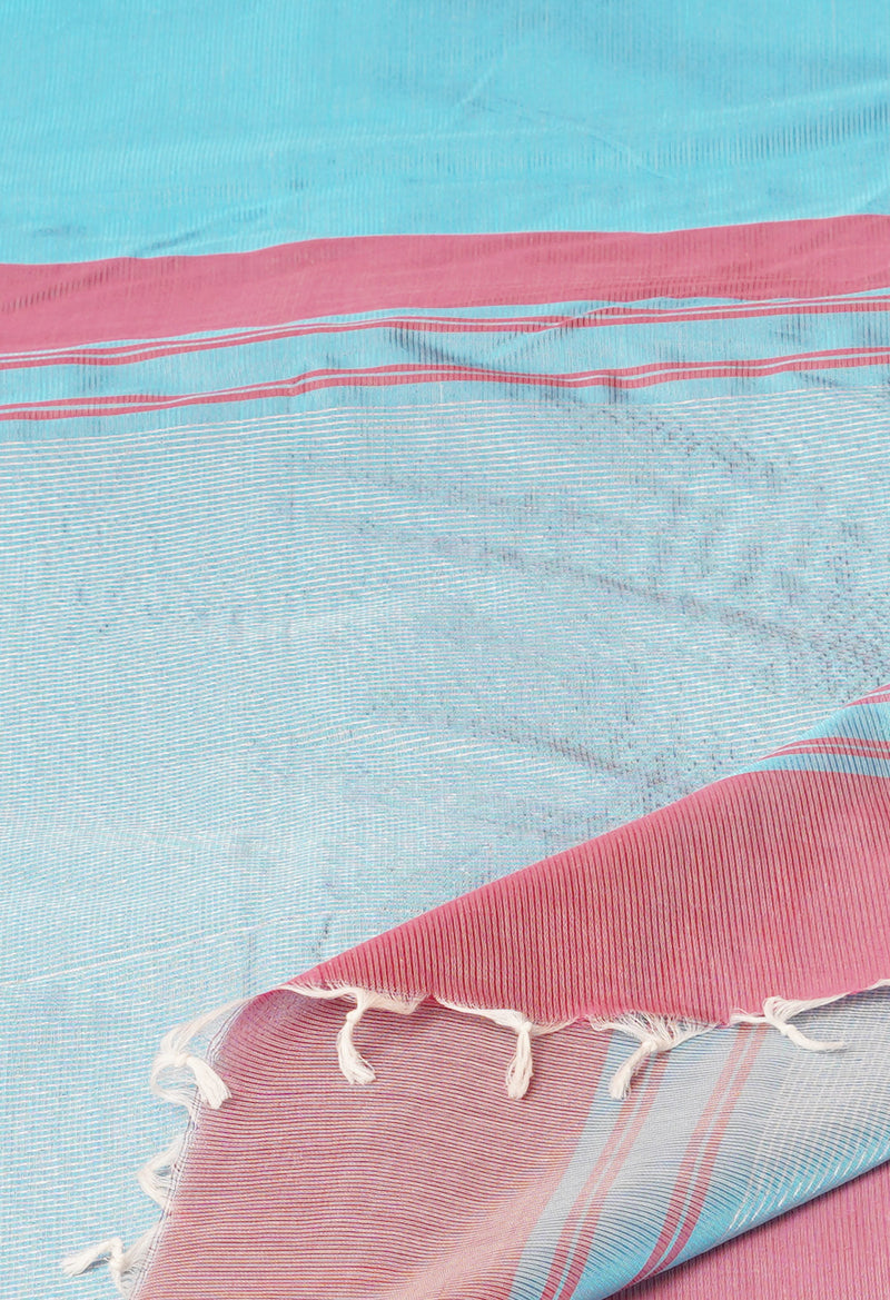 Blue Pure Handloom Chettinad Silk Saree-UNM74373