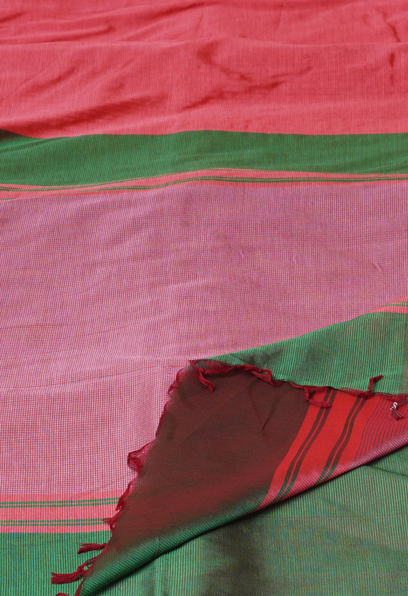 Salmon Pink Pure Handloom Chettinad Silk Saree-UNM74377