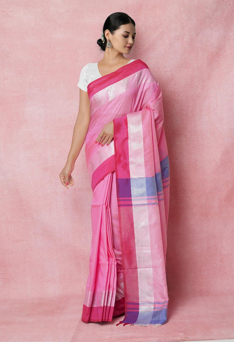 Pink Pure Handloom Chettinad Silk Saree-UNM74380