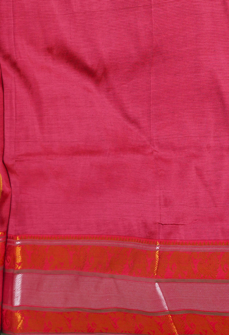 Navy Blue Pure Handloom Narayanpet Silk Saree-UNM74386