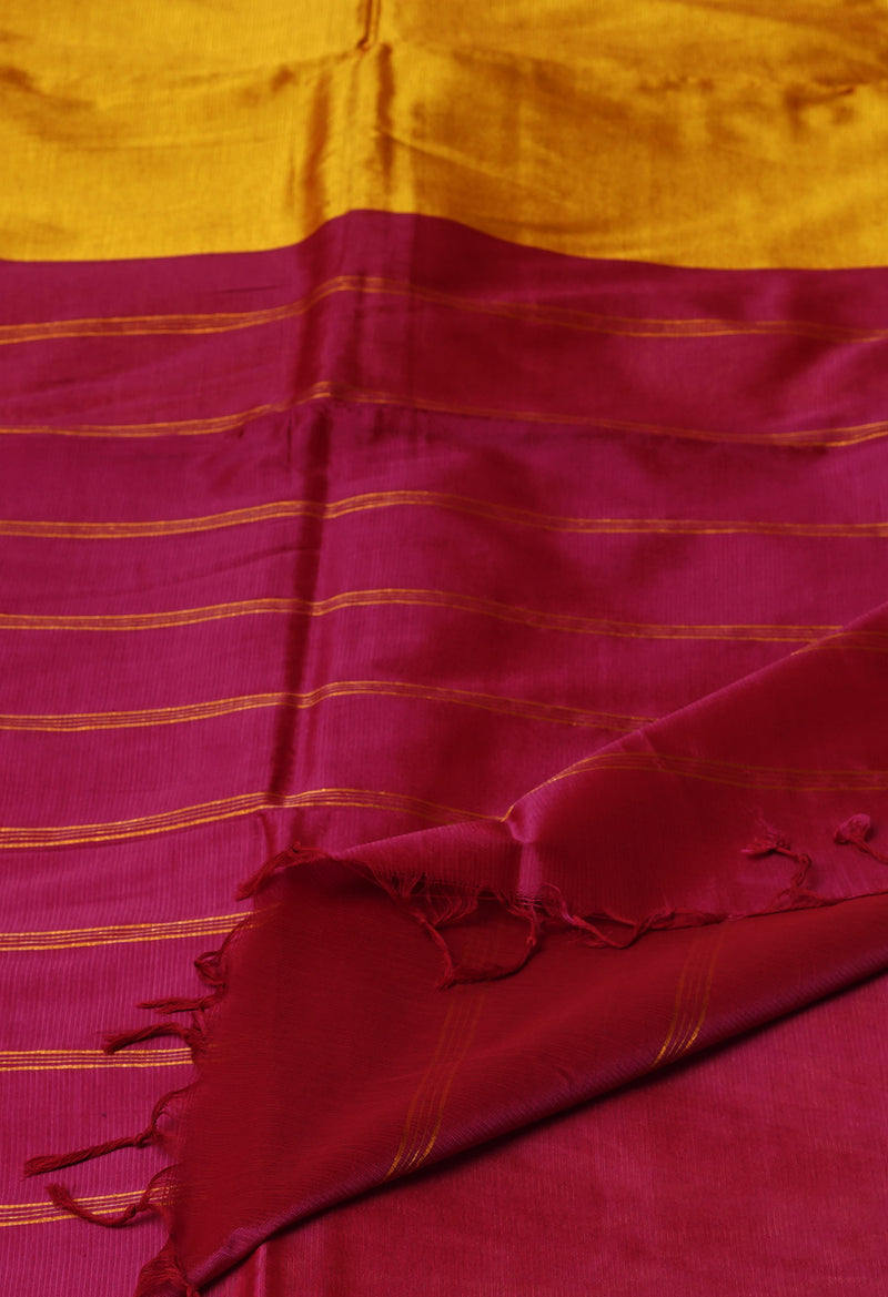 Golden Yellow Pure Handloom Narayanpet Silk Saree-UNM74389