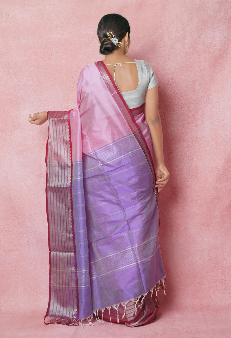 Pink Pure Handloom Mangalgiri Silk Saree-UNM74394