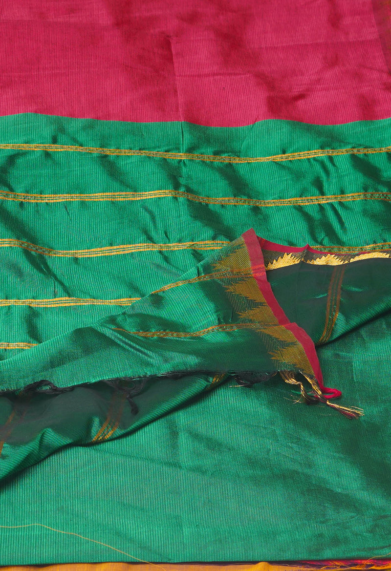 Maroon Pure Handloom Narayanpet Silk Saree-UNM74416