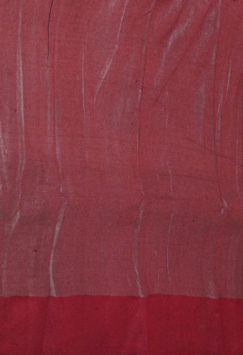 Grey Pure Handloom Hand Block Printed Vidarbha Tussar Silk Saree-UNM74460