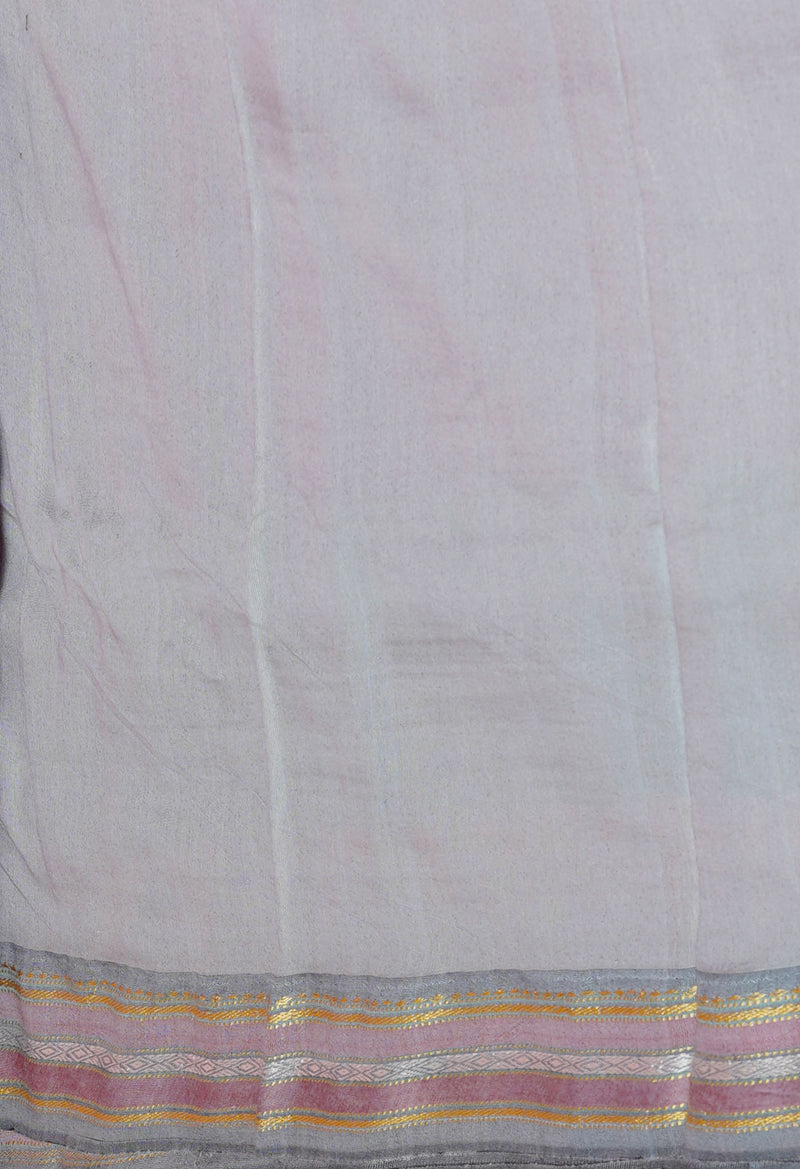 Burgundy Pure Handloom Hand Block Printed Vidarbha Tussar Silk Saree-UNM74469