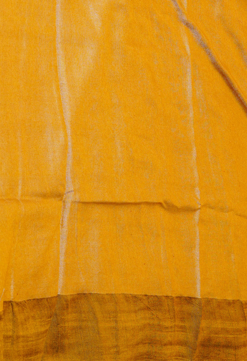 Black Pure Handloom Brush Painted Vidarbha Tussar Silk Saree-UNM74479