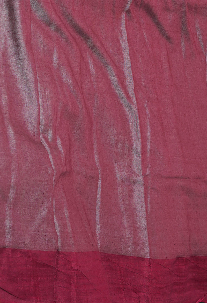 Olive Green Pure Handloom Hand Block Printed Vidarbha Tussar Silk Saree-UNM74495