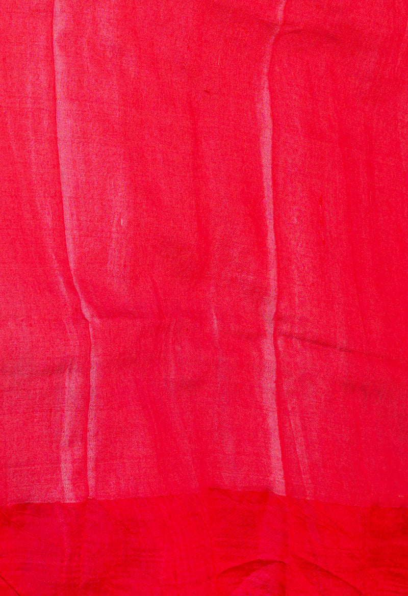 Blue Pure Handloom Hand Block Printed Vidarbha Tussar Silk Saree-UNM74497