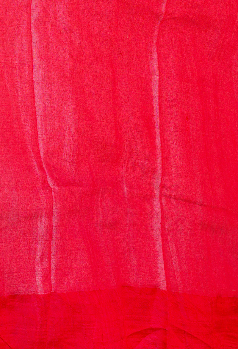 Blue Pure Handloom Hand Block Printed Vidarbha Tussar Silk Saree-UNM74497