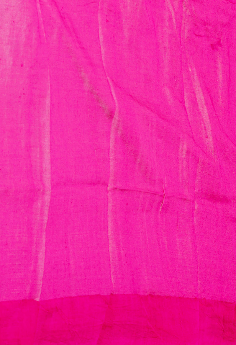 Off White Pure Handloom Hand Block Printed Vidarbha Tussar Silk Saree-UNM74503