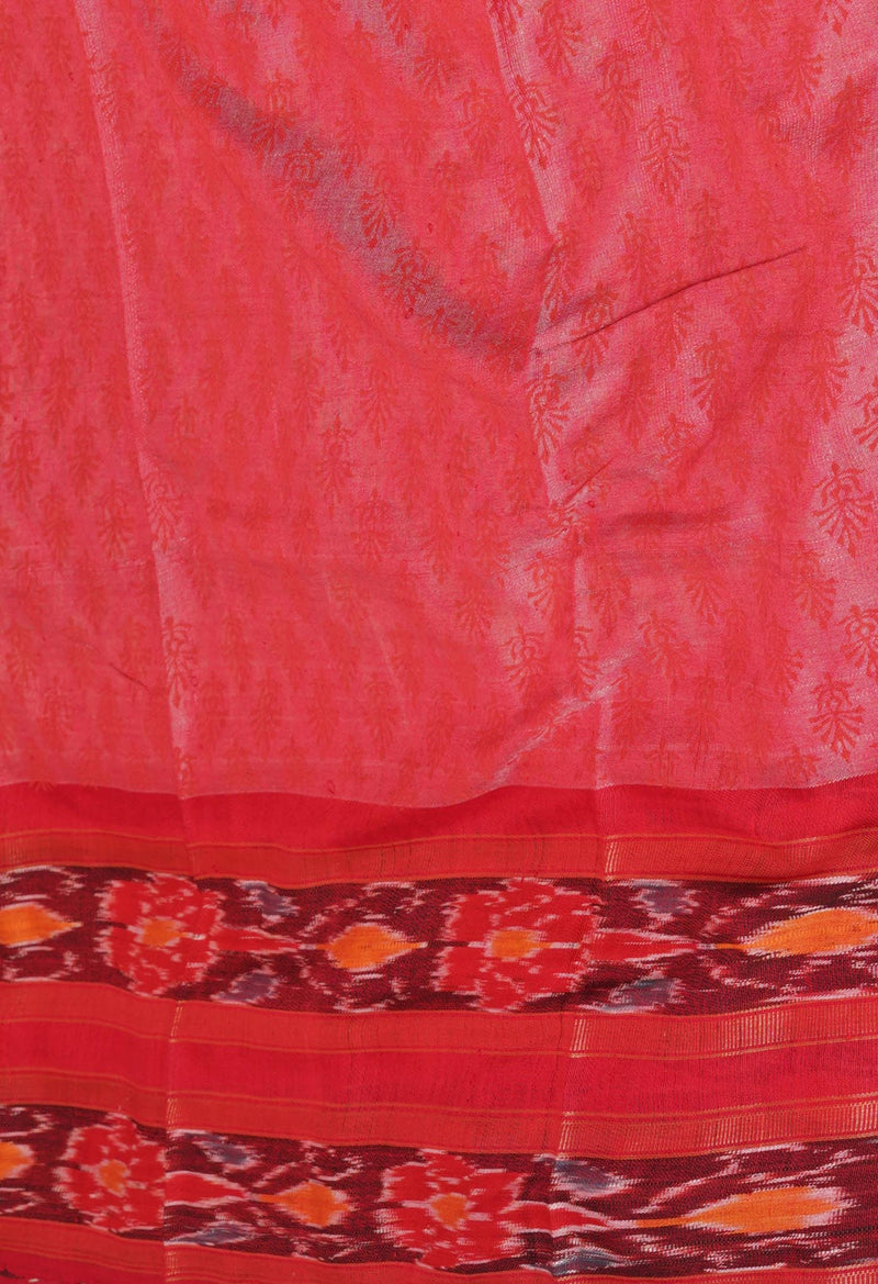 Pink Pure Handloom Hand Block Printed Vidarbha Tussar Silk Saree-UNM74521