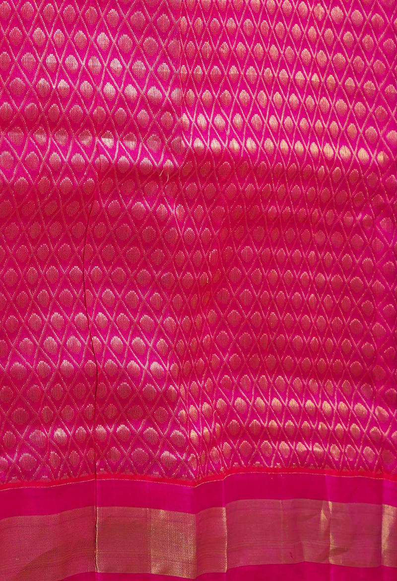 Blue-Pink Pure Handloom Assam Silk Saree-UNM74537