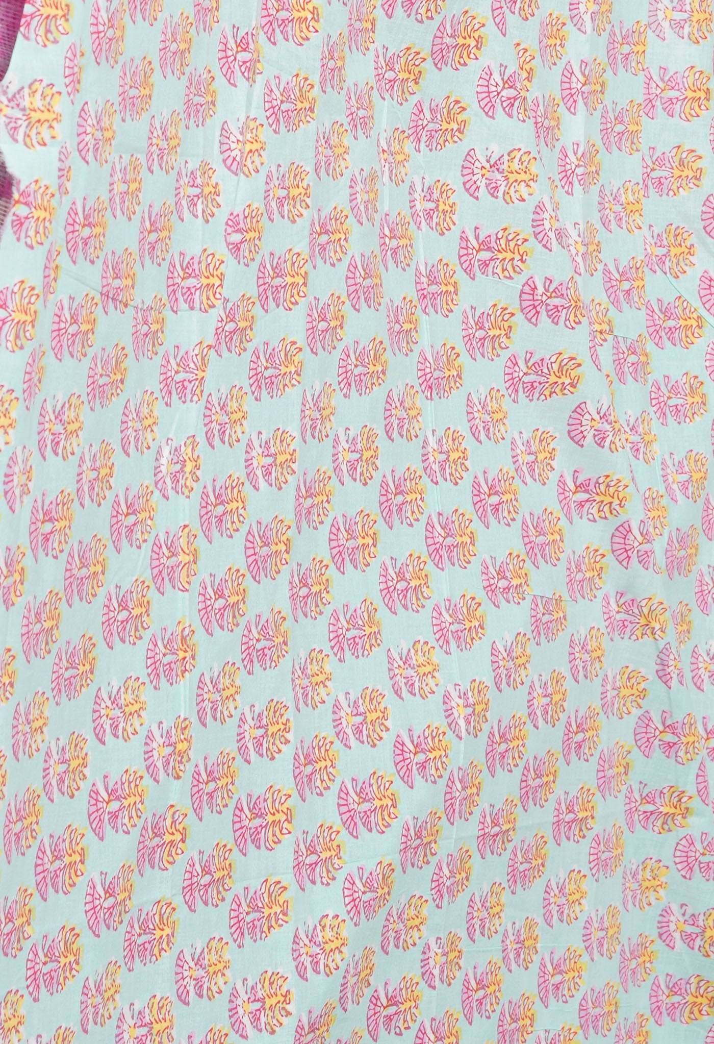 Pink Pure Block Printed Kota Cotton Saree With Block Printed Blouse Piece