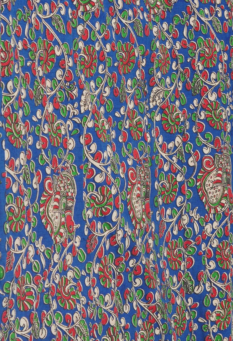 Pink Pure  Block Printed Kota Cotton Saree With Kalamkari Printed  Blouse Piece-UNM74576