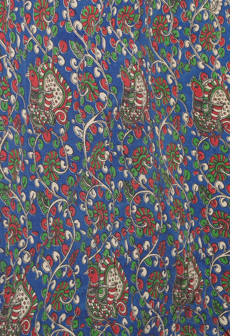 Rust Orange Pure  Block Printed Kota Cotton Saree With Kalamkari Printed  Blouse Piece-UNM74577