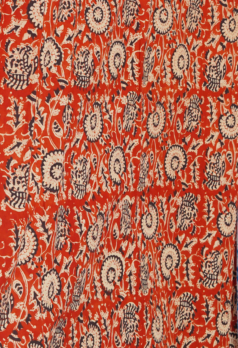 Blue Pure  Block Printed Kota Cotton Saree With Kalamkari Printed  Blouse Piece-UNM74584