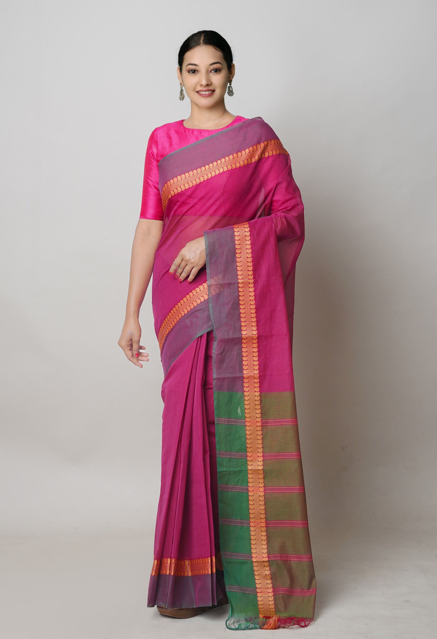 Pink Pure Handloom Narayanpet Cotton Saree