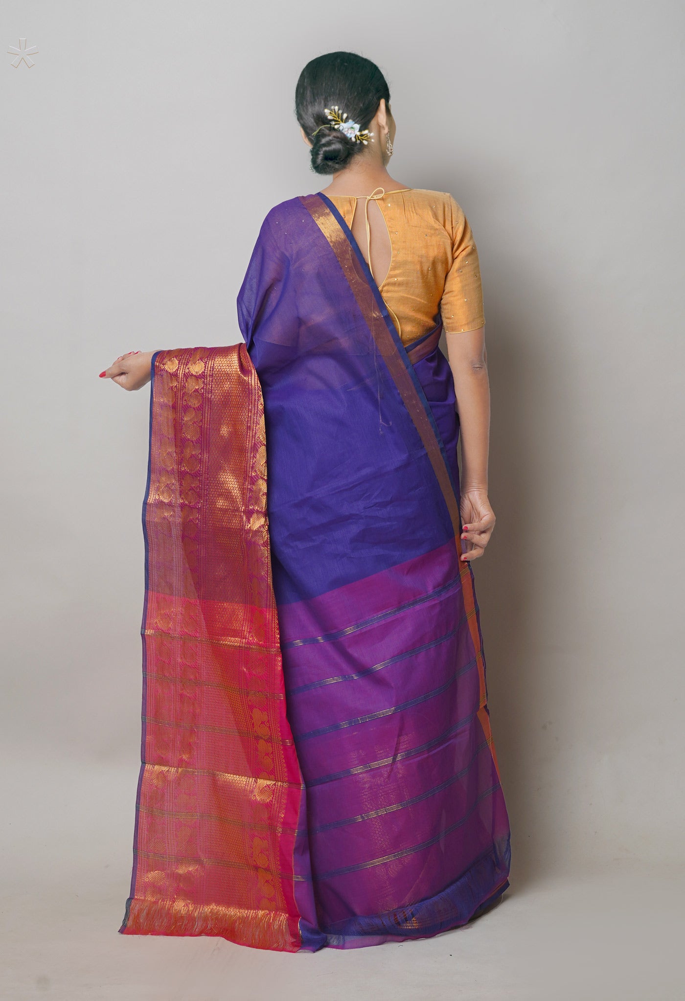 Violet Pure Handloom Narayanpet Cotton Saree