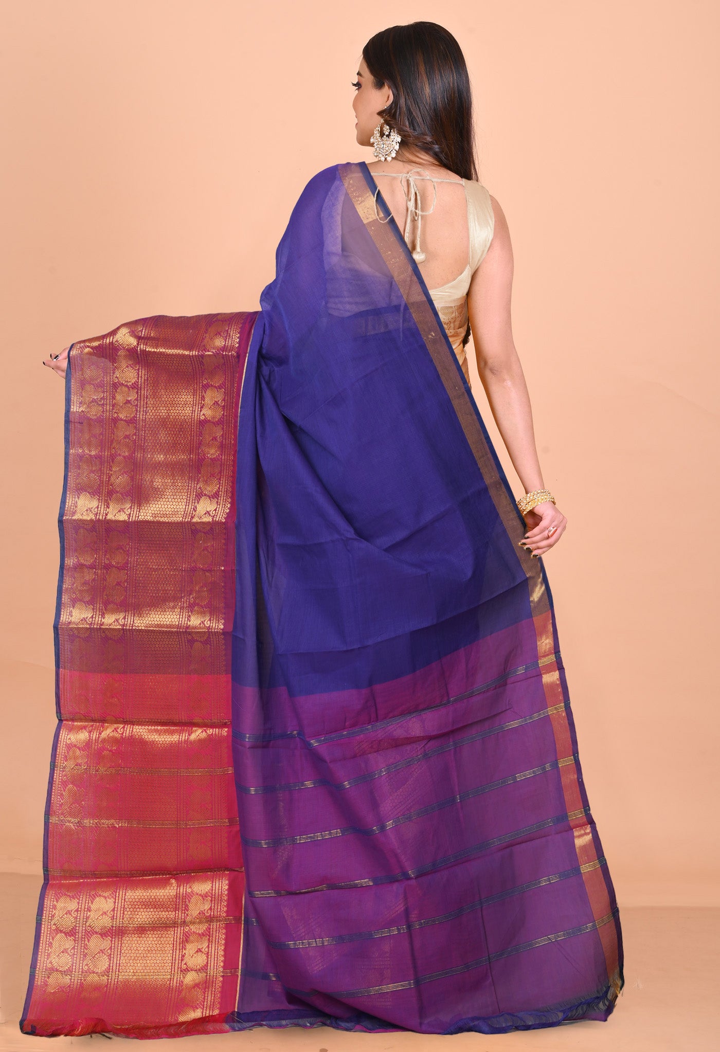 Violet Pure Handloom Narayanpet Cotton Saree-UNM74637