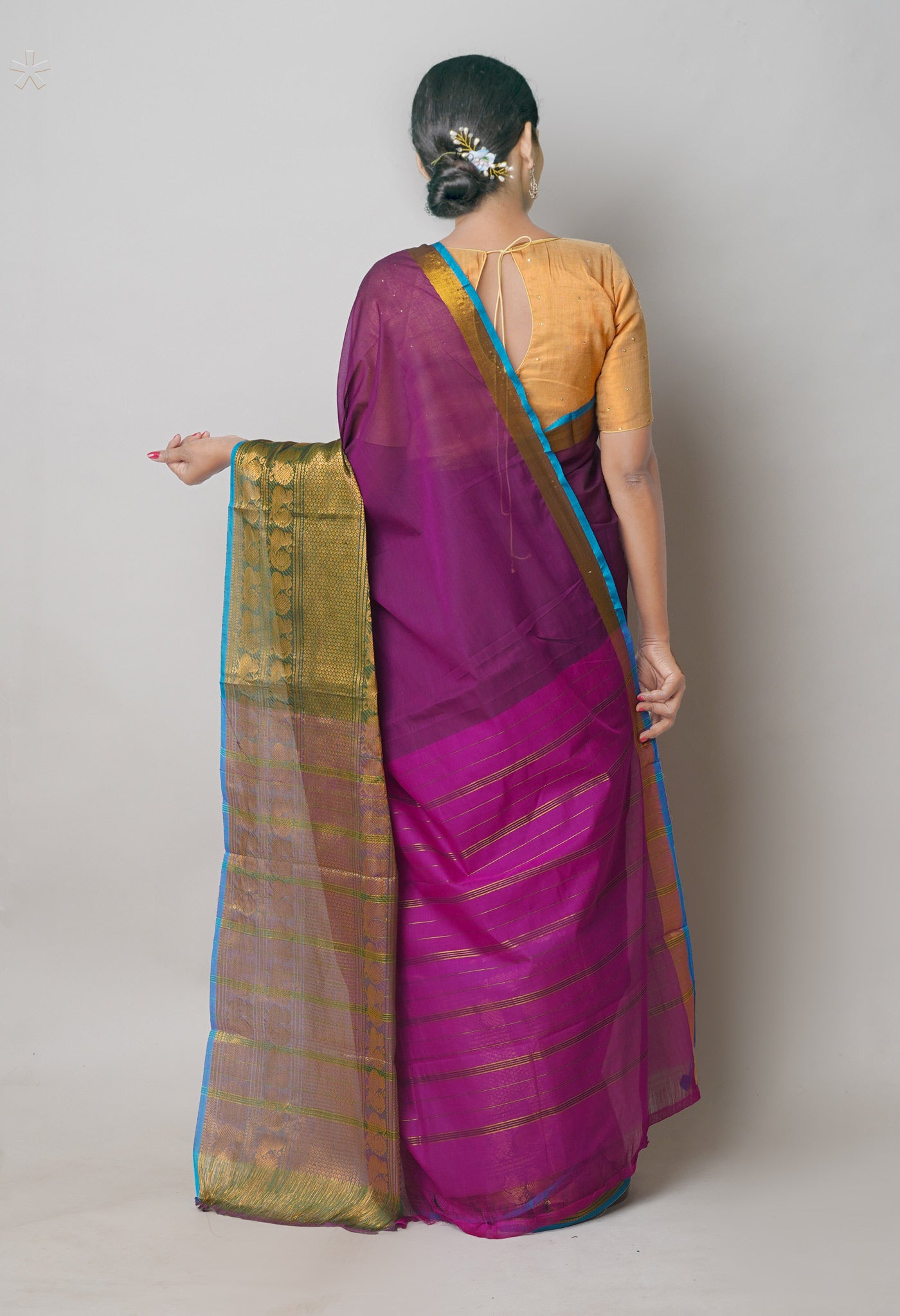 Purple Pure Handloom Narayanpet Cotton Saree