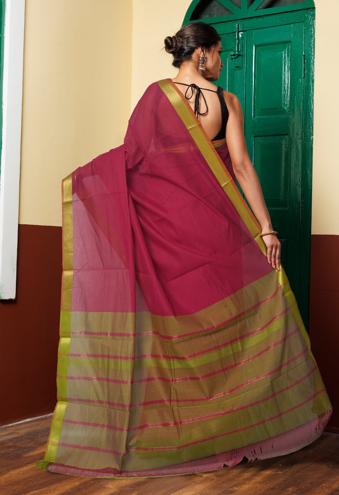 Maroon Pure Mangalgiri Cotton Saree-UNM74650