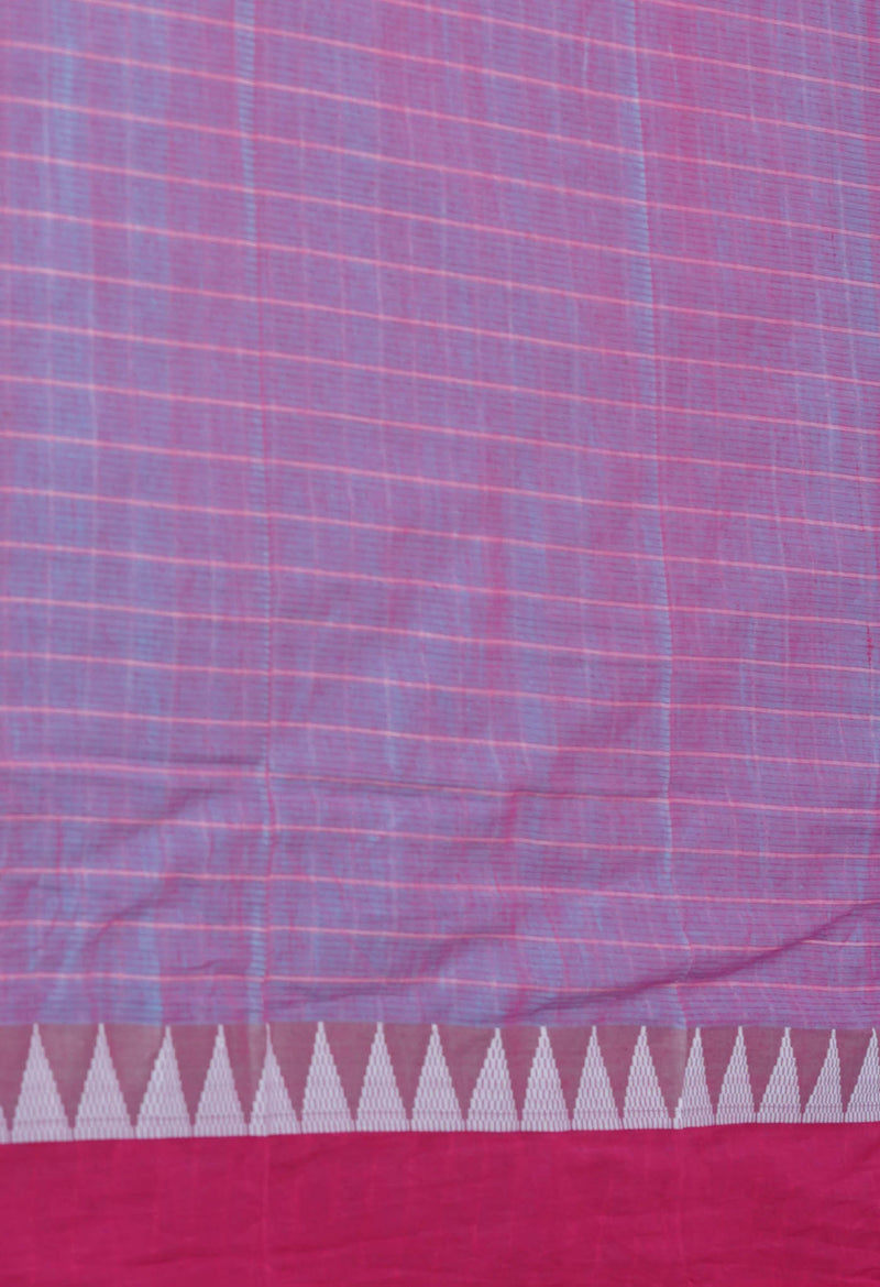 Blue Pure  Mangalgiri With Checks Cotton Saree-UNM74651