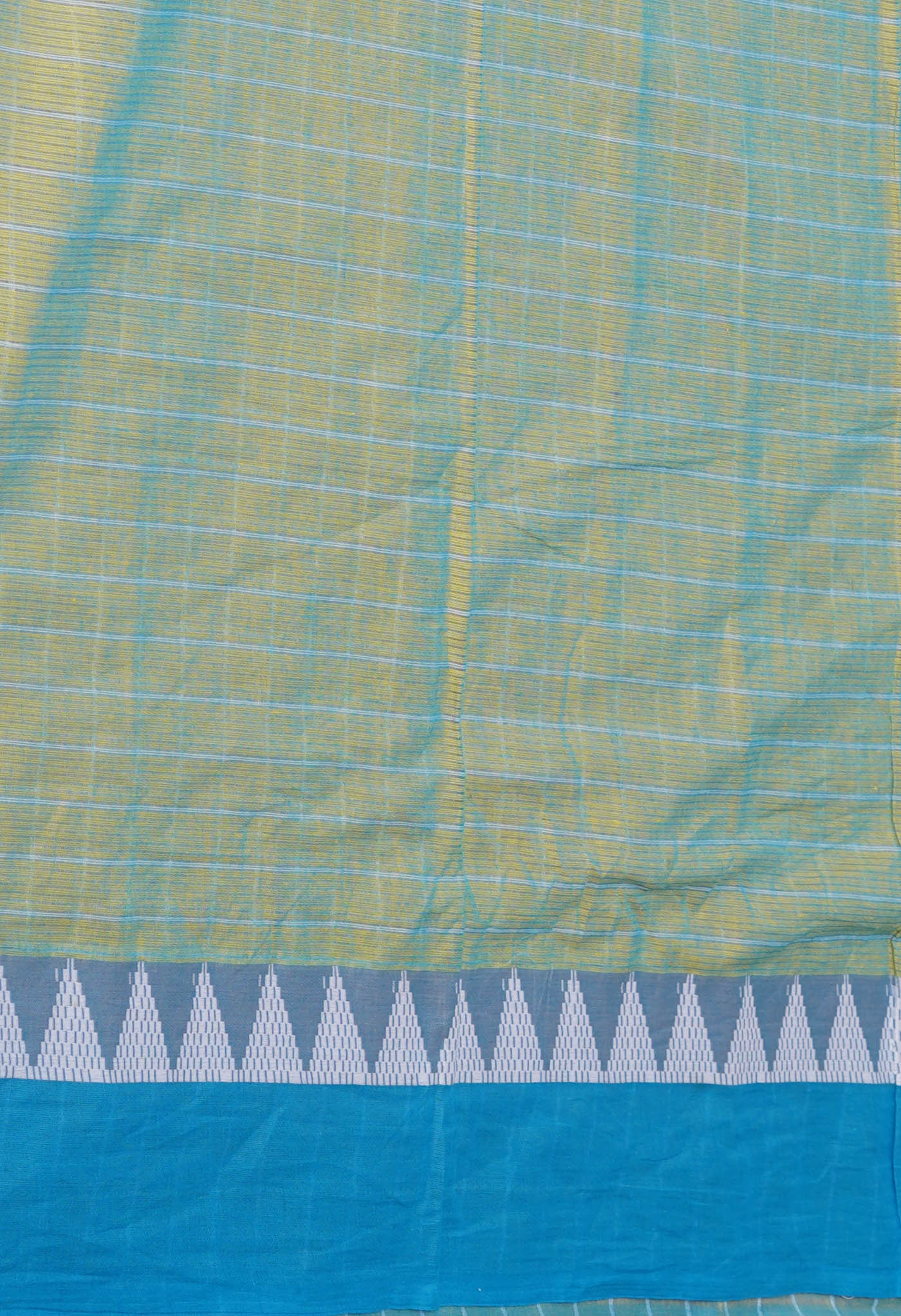 Yellow Pure Mangalgiri With Checks Cotton Saree