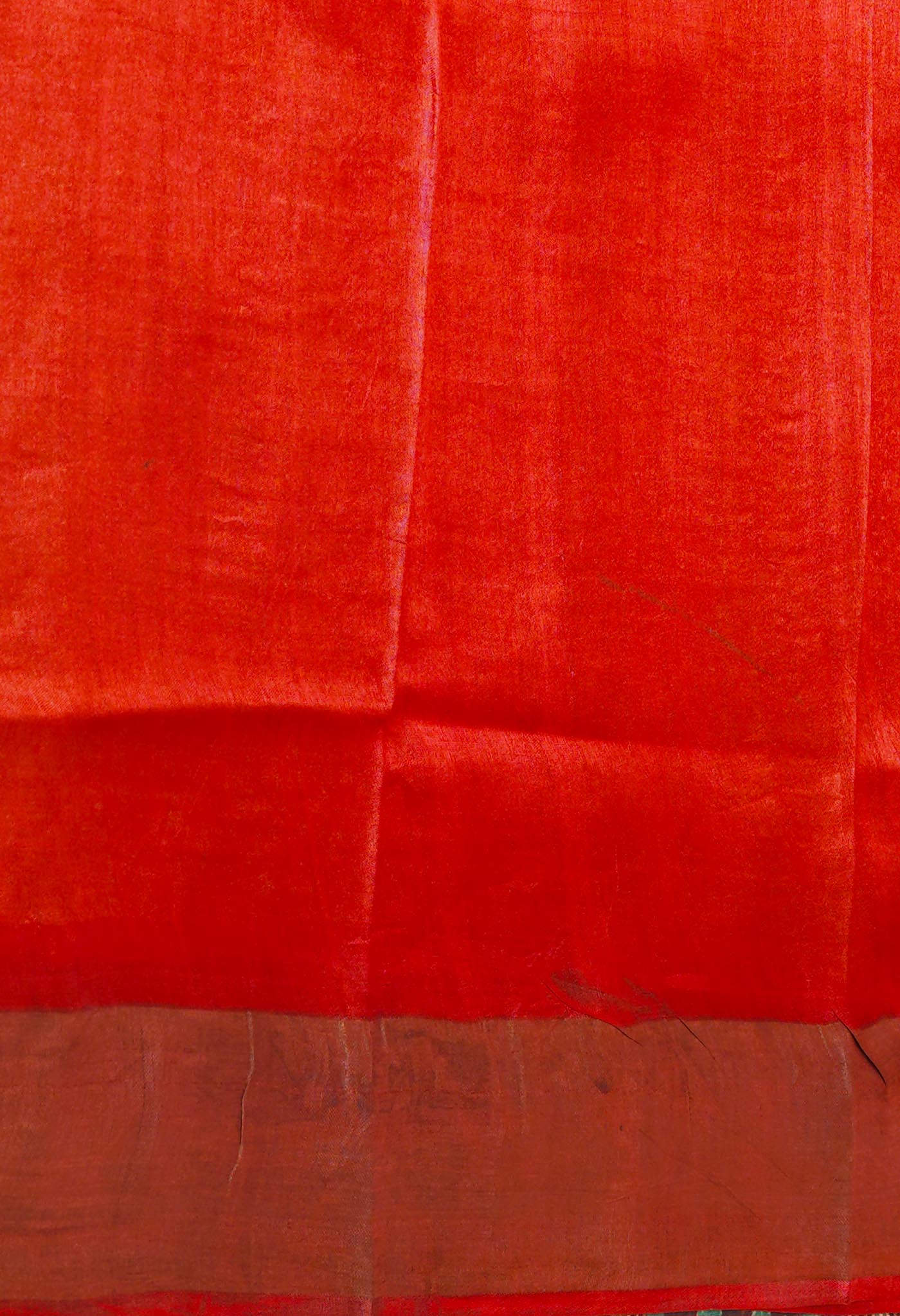 Mustard Yellow-Peach Red Pure  Designer Printed Bengal Tussar Silk Saree-UNM74665