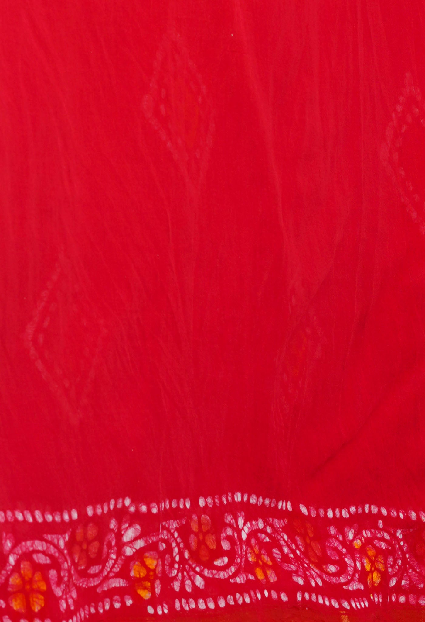 Red Batik Printed Chanderi Sico Saree