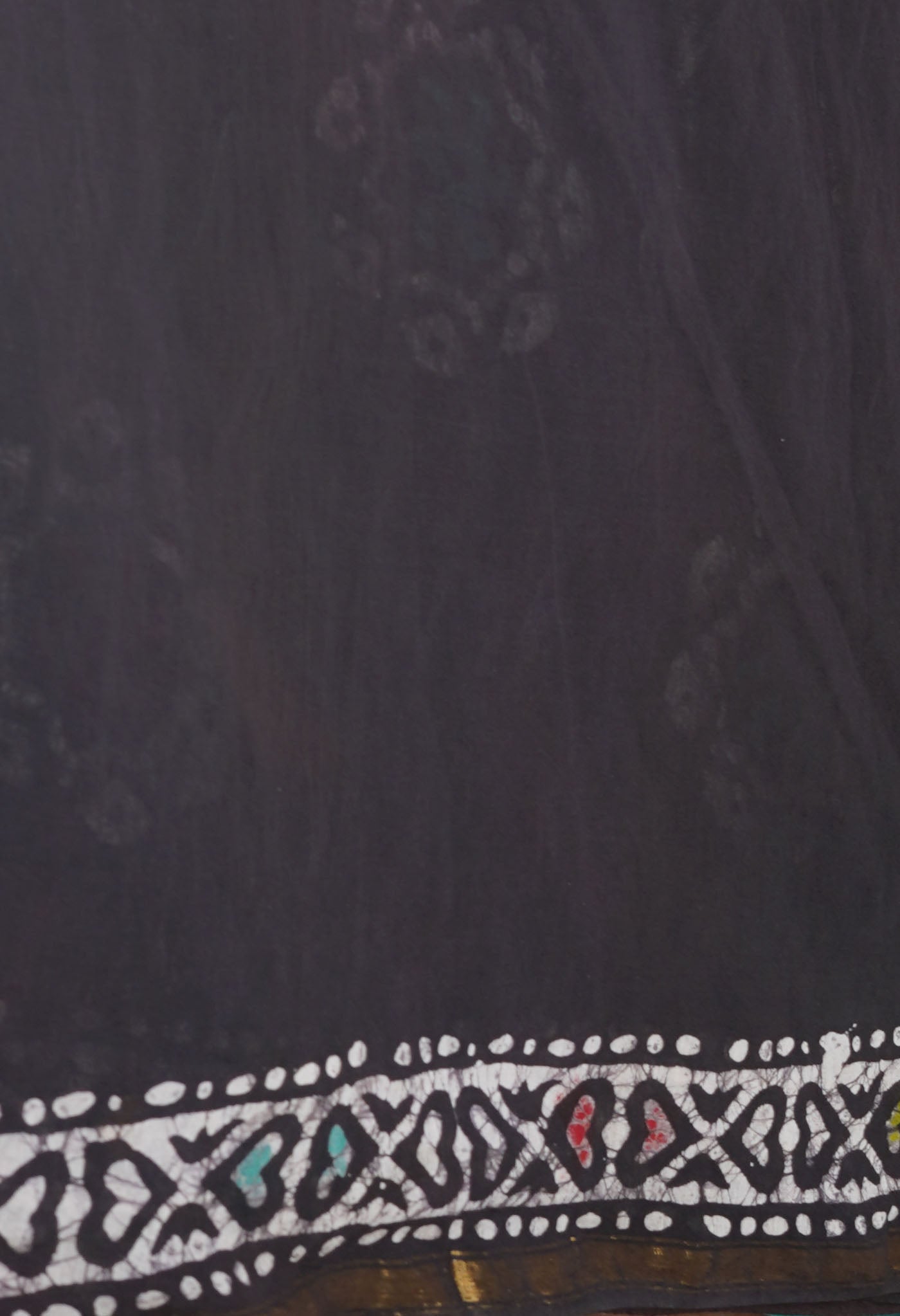 Black Hand Block Printed Chanderi Sico Saree-UNM74696