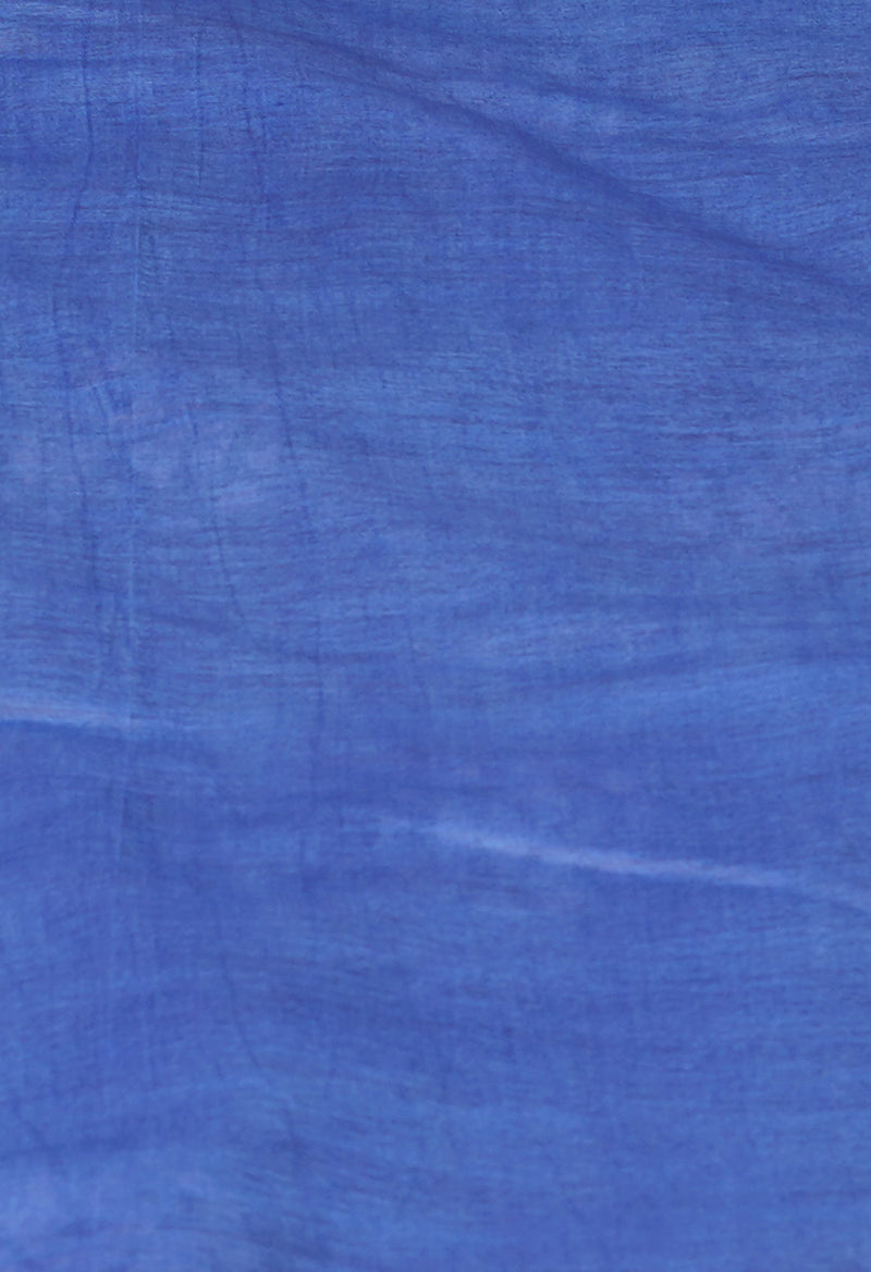 Dark Purple-Blue Pure  Batik Printed Chanderi Sico Saree-UNM74751