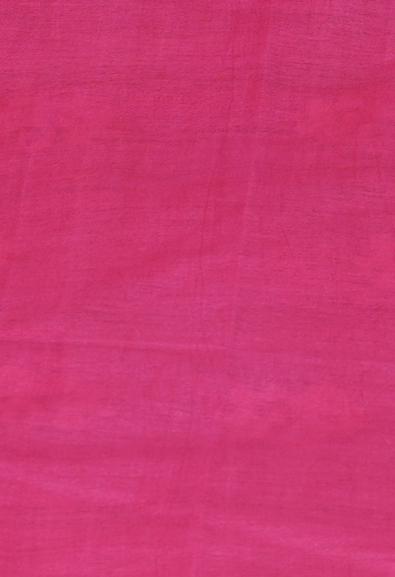 Bluish Grey-Pink Pure  Batik Printed Chanderi Sico Saree-UNM74756
